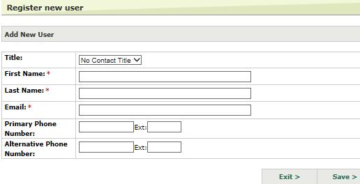 Step 2: Create your Child Care Licensing System Account This window appears at the end of Step 1: 2.1 Click. The Register New User window appears. 2.2 Complete the information.