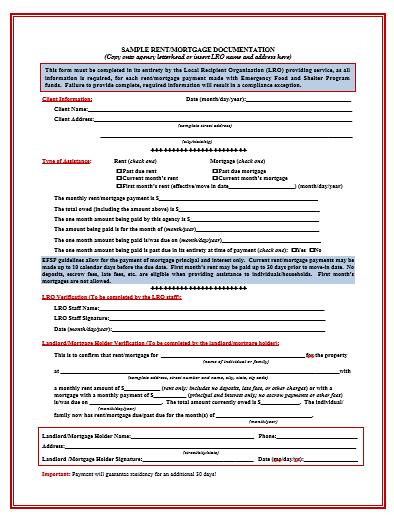 Annex 7: Sample Rent/Mortgage Documentation A COPY OF THIS FORM IS AVAILABLE ON THE
