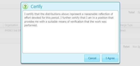 If you act as an Alternate Certifier in place of the employee, click the Certify button to read the actual certification.