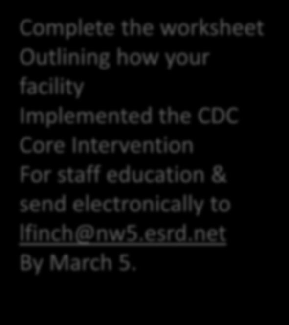 Implemented the CDC Core Intervention For staff