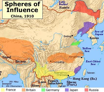 Spheres of Influence- An area in China where a