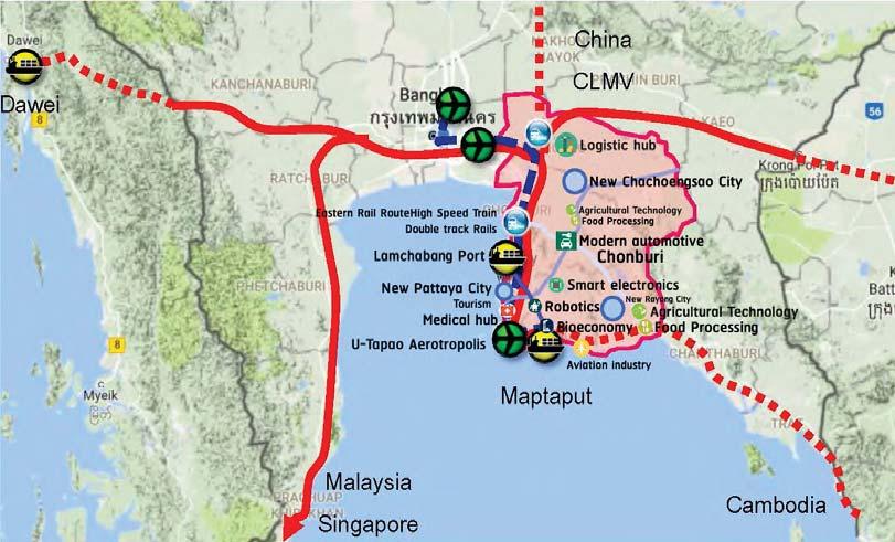 THAILAND'S Eastern economic corridor Strategic Location Thailand s flagship special economic zone, located in Rayong, Chachengsao and Chonburi Facilitate and attract investment in 10 targeted