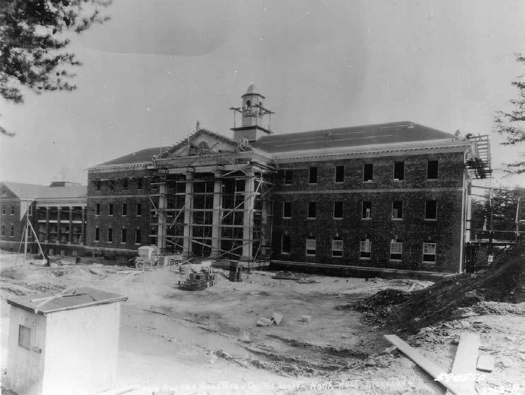 u The new nurses quarters, Delano Hall, under construction on April 8, 1931. The Hall had 196 bedrooms for nurses assigned to the hospital.
