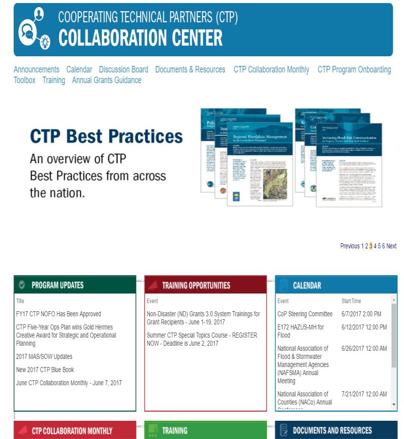 The CTP Collaboration Center provides the most up to date CTP Program information Over 275 CTPs, FEMA staff, and contract staff are registered for the CTP Collaboration