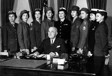 WOMEN S ARMED SERVICES INTEGRATION ACT President Harry Truman signs the Women s Armed Services Integration Act into law.