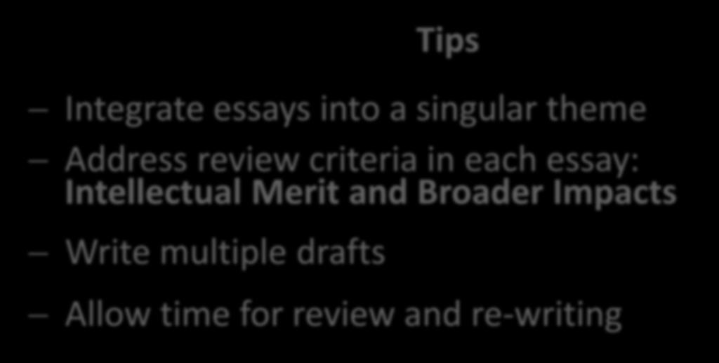 singular theme Address review criteria in each essay: Intellectual Merit