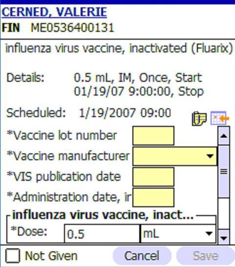 tab as part of the shift change report will further ensure the accuracy of vaccine orders that have been entered. Scan the vaccine barcode 1.
