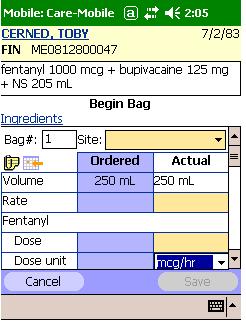 4. Complete the Charting window Click the Calendar to change the Performed Date/Time when back charting Complete the required fields (peach or yellow) Dose and Dose unit refer to the medication