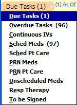 Overdue Medications 1. Tap Overdue Tasks list 2.