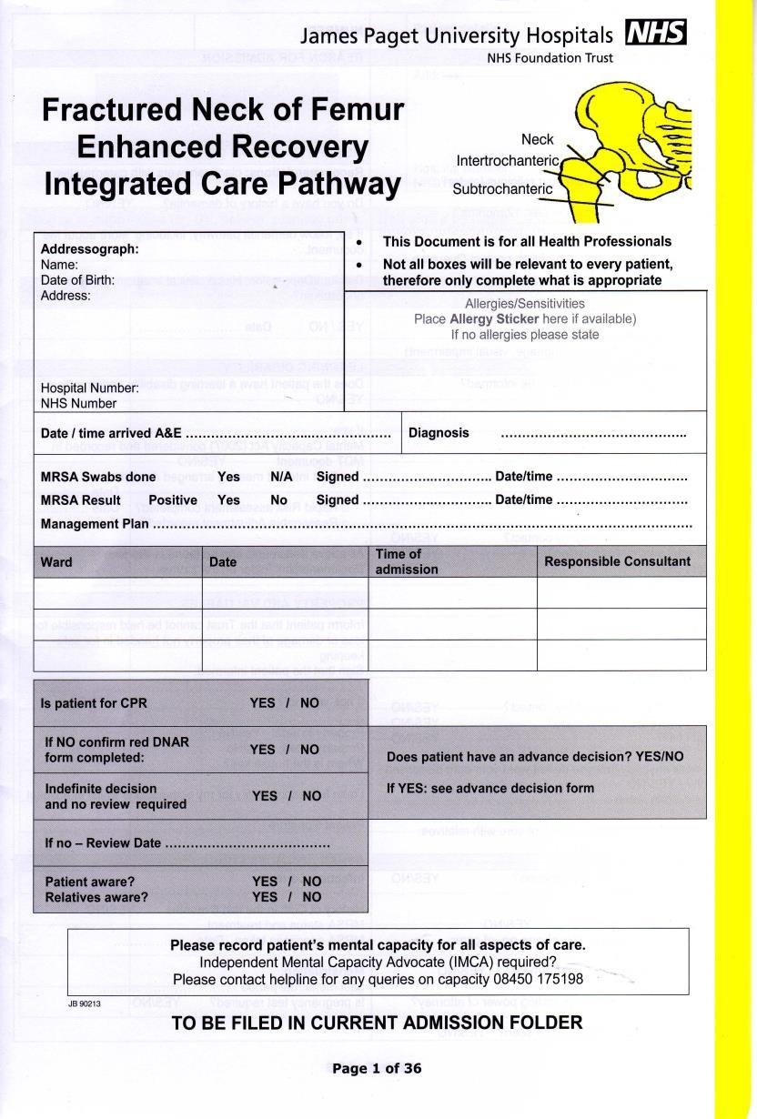 Integrated Care Pathway Structured assessments the right things are done in