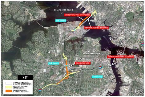 ELIZABETH RIVER TUNNEL PROJECT New tunnel -- Norfolk to Portsmouth rehabilitation of 2