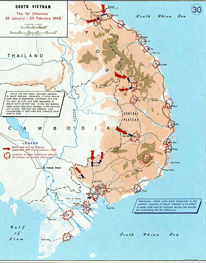 5. TET OFFENSIVE 1968 NV/Vietcong forces swept into SV, including its capital, Saigon.