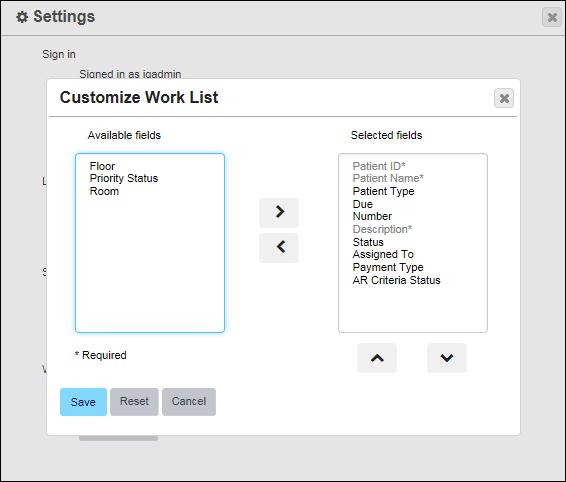 Using the Work List Customizing the Work List You can customize the Work List by selecting columns to display (or hide) in the Customize Work List dialog box: 1. In the menu bar, click Settings.