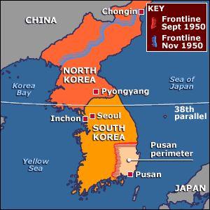 The Korean War: 25 June 1950 27 July 1953 - After WWII, Korea was split into two nations; the North launched an attack on the South (democratic nations supported the south, and