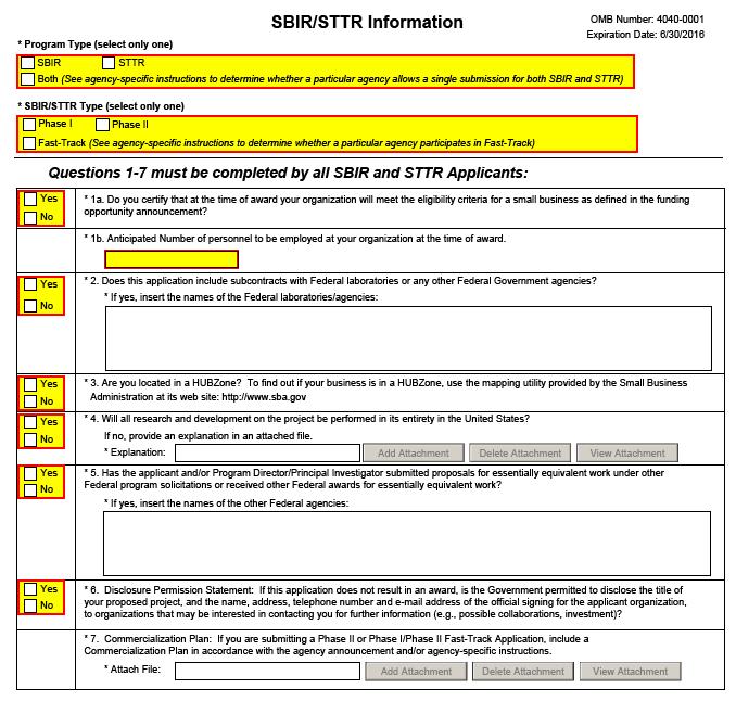NIFA-Specific Forms and Instructions 3.1. Program Type (select only one) If you are applying under the SBIR program, check the SBIR box. If you are applying under the STTR program, check the STTR box.