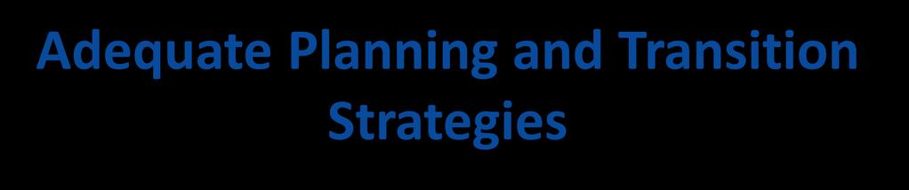 Adequate Planning and Transition Strategies 438.