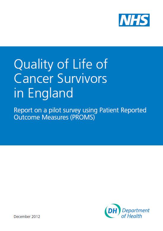 The impact of cancer and treatment Patient Reported Outcome Measures (PROMS) give insight to: the quality of life for those living