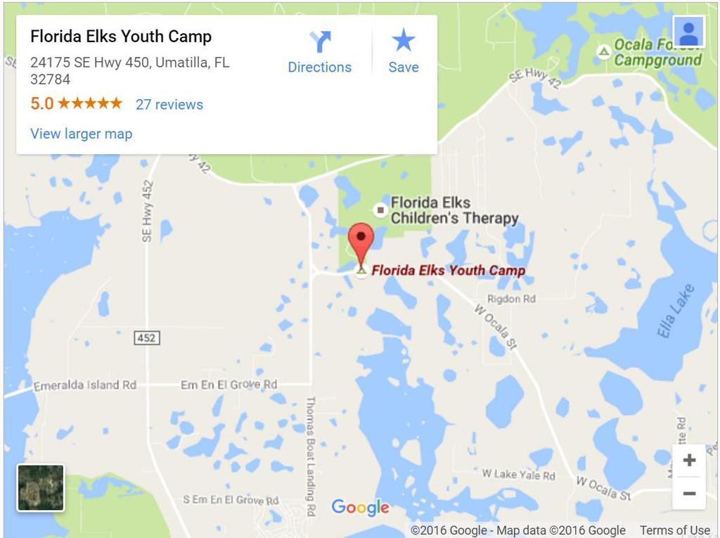 Location: Florida Elks Youth Camp 2475 SE Highway 450 Umatilla, FL 32784 https://goo.gl/maps/pofynxnebay http://floridaelks.