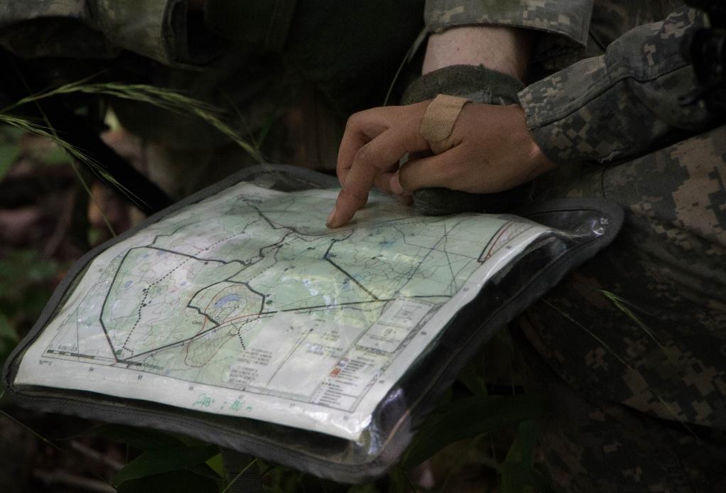 Figure 6. Cadets are evaluated on land navigation. The majority of the camp was conducted in a field environment.