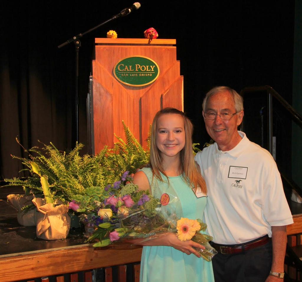 Rebecca is the RFS s 12 th recipient of the Centennial Scholarship and delighted those attending the 2015 June Jubilee by sharing her thoughts about her first year experience at Cal Poly and her
