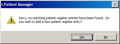 To search for a patient entry in IPM, click on the on the Patient Register Entries