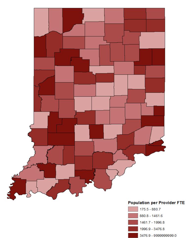 Physician Distribution, 2015 764 Indiana residents