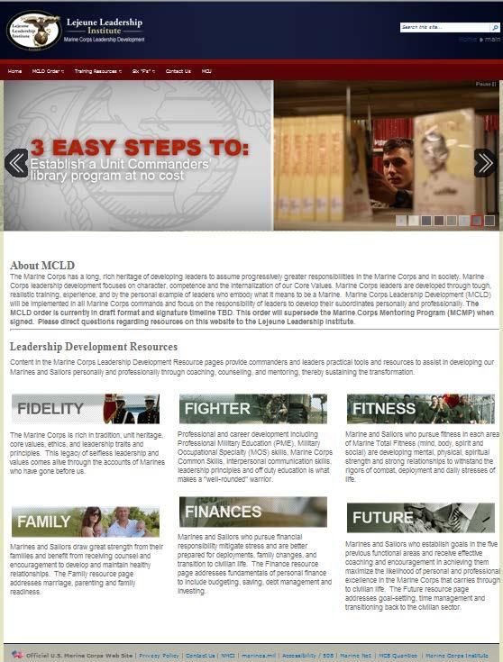 MLD Website Best Leadership Resources From Across the Marine Corps in Six Critical Areas Resources Include: How To