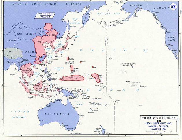Activity: Operation Invasion: Reaching the Japanese Mainland Handouts Map, Areas Under Allied and Japanese