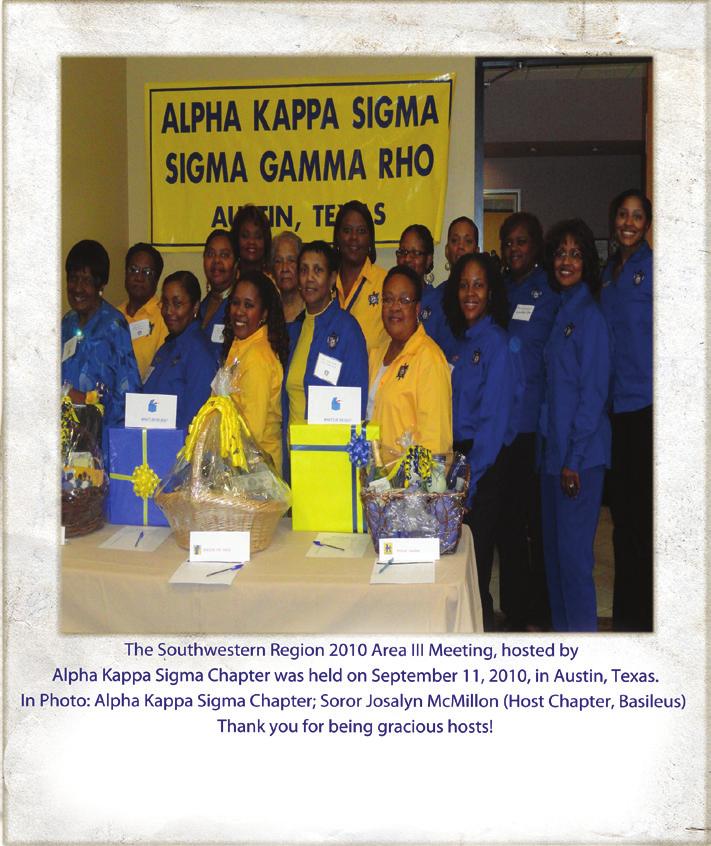 70TH SOUTHWESTERN REGIONAL CONFERENCE SOUVENIR JOURNAL Featured Photos The Mu Sigma Chapter is inviting all chapters, individual members, Philos, Rhoers, friends and businesses to be a part of the