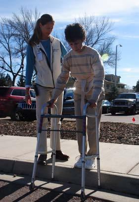 Up/Down Curb Using Walker Stepping Up safety tips Wear