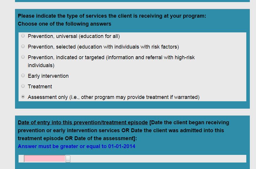 Client Registration For KY Kids Recovery Program clients, there is the option of selecting Assessment Only if your program is