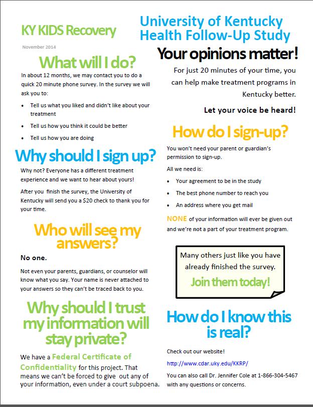 KKRP Information for Follow-Up Interview You can give the flyer to clients to help highlight the most important