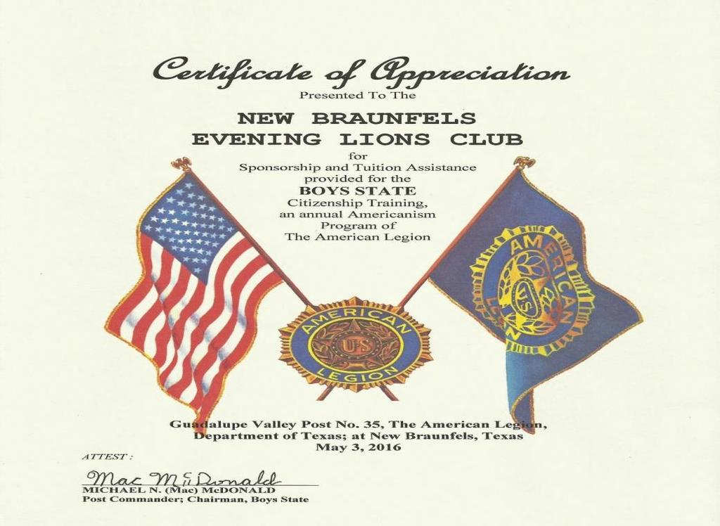 The New Braunfels Evening Lions Club