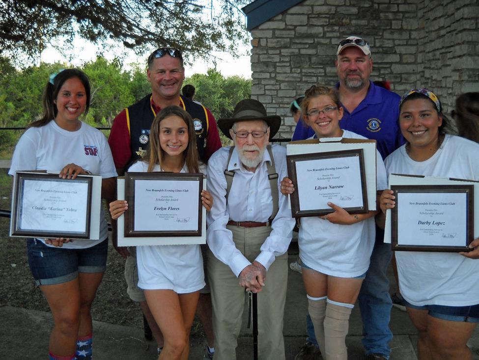 New Braunfels Evening Lions Award Councilor Scholarships at 2016 Lions Camp (Continued) July 29, 2016 Again this year, New Braunfels Lions Club members were on hand at the closing ceremonies of Lions
