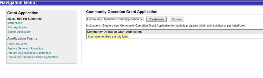 Creating the Grant Application The Grant Application in your agency folder is protected.