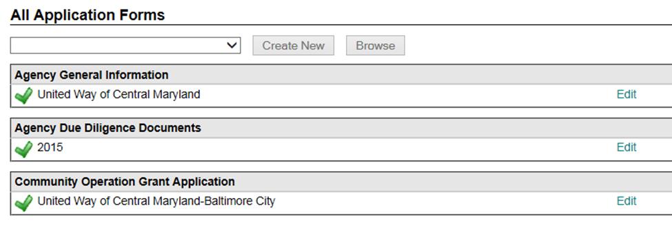 Additional RAVEN Information Editing Existing Forms To edit existing grants, click on the Edit to the right of the program name or agency name.