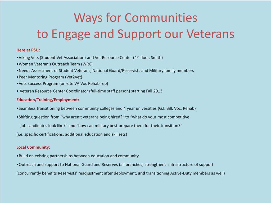Stats to consider as we look to ways to engage and support our veterans veteran workforce transition goes beyond a veteran getting a job there are additional challenges for veterans that impact their