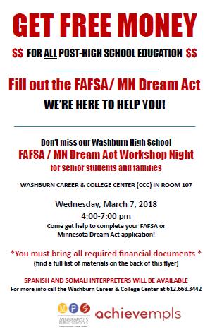 FAFSA/MN Dream Act Night Haven t done your FAFSA/MN Dream Act application yet?
