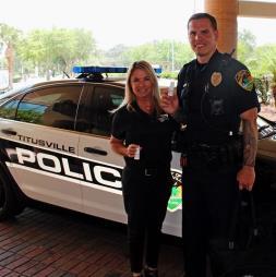 The restaurant patrons were able to talk with Titusville Police Officers while enjoying