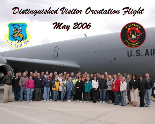 The Wing s Distinguished Visitor Orientation Flight program provides opportunities for civic leaders, employers and spouses to learn first hand about the mission and role of the Iowa Air National