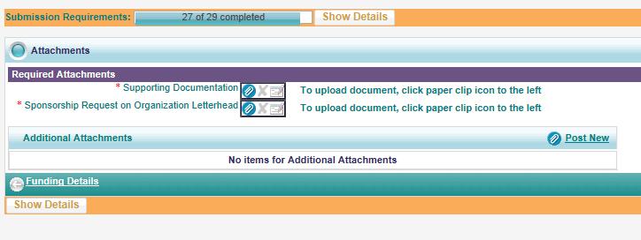 Any other relevant documents can be uploaded in the Additional Attachments section by clicking on the Post New link.