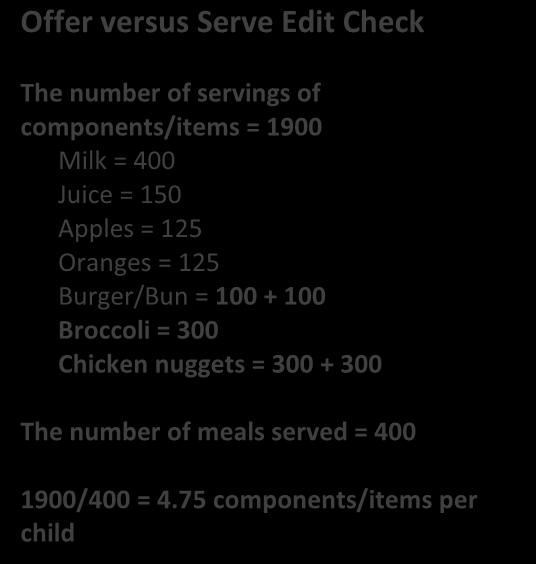 School Breakfast Program Offer versus Serve is encouraged for any site/meal service where it can be accommodated. Implementation of Offer versus Serve is optional in the SBP.