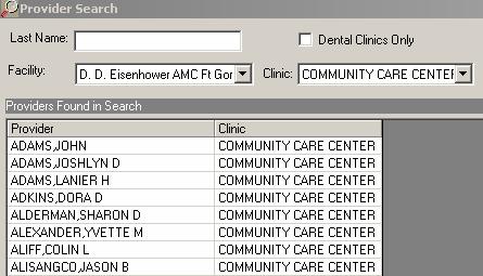 Provider Mapping in the Reports Module When the Provider Search window opens select your clinic from