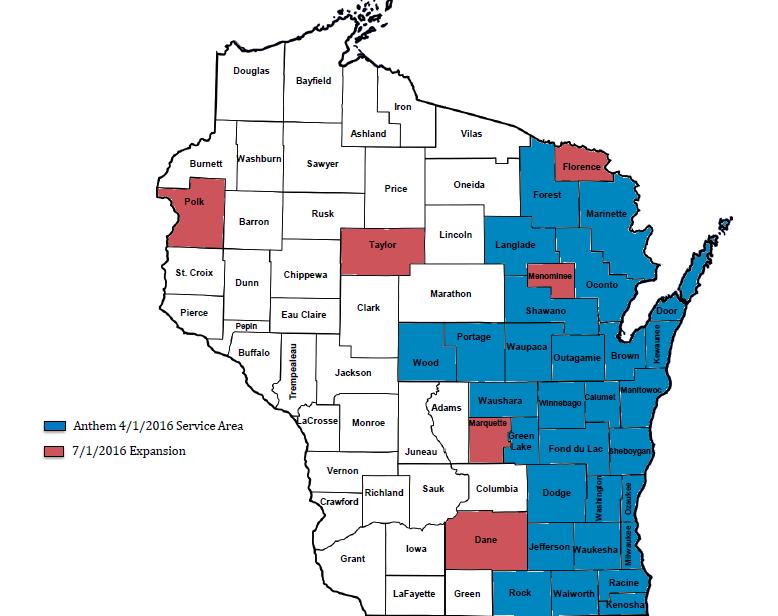 WI Medicaid counties map * New counties