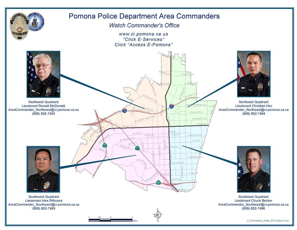 coordinating services from other City Departments as needed. Area Commander Community meetings are held regularly at different locations within the community.