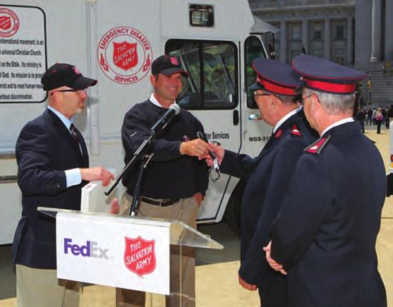 The Salvation Army For over 11 years, FedEx has helped The Salvation Army and its emergency response teams reach victims and other first responders with vital materials, food and water immediately