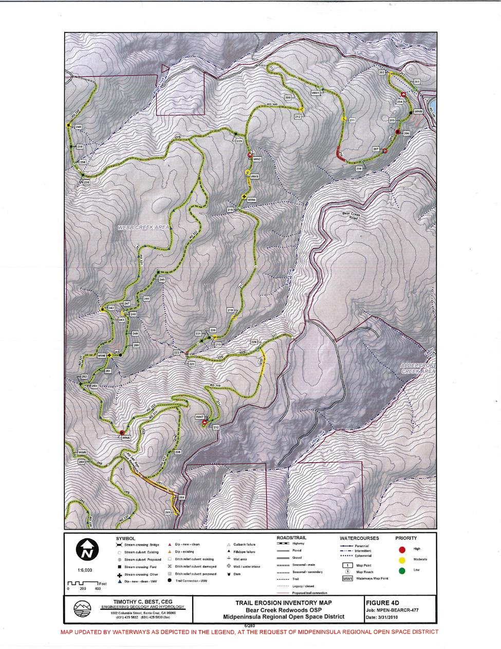 Overview of preserve trails and roads, Webb Creek