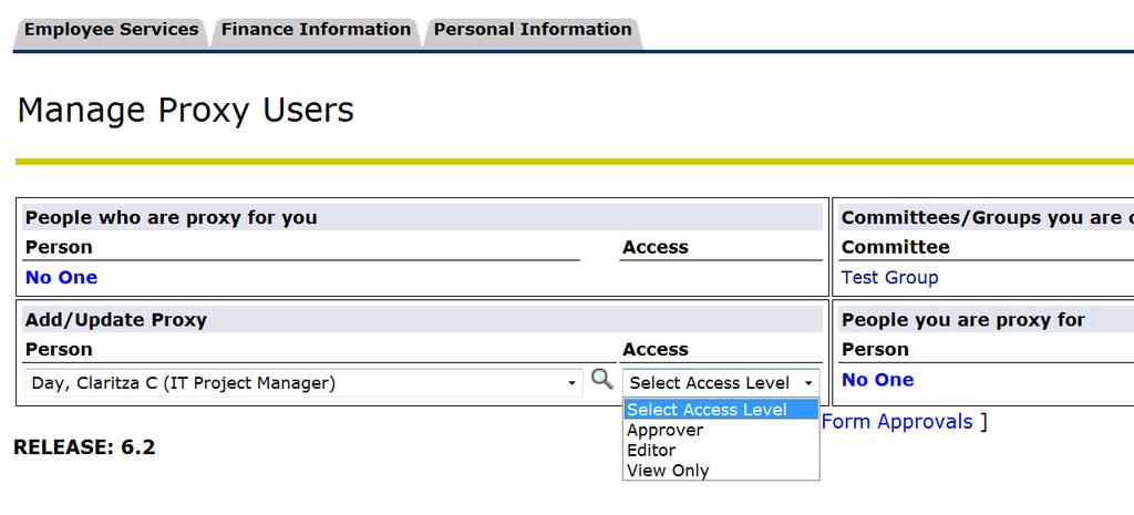 Select the appropriate access level from the Access dropdown menu (Approver), 9.