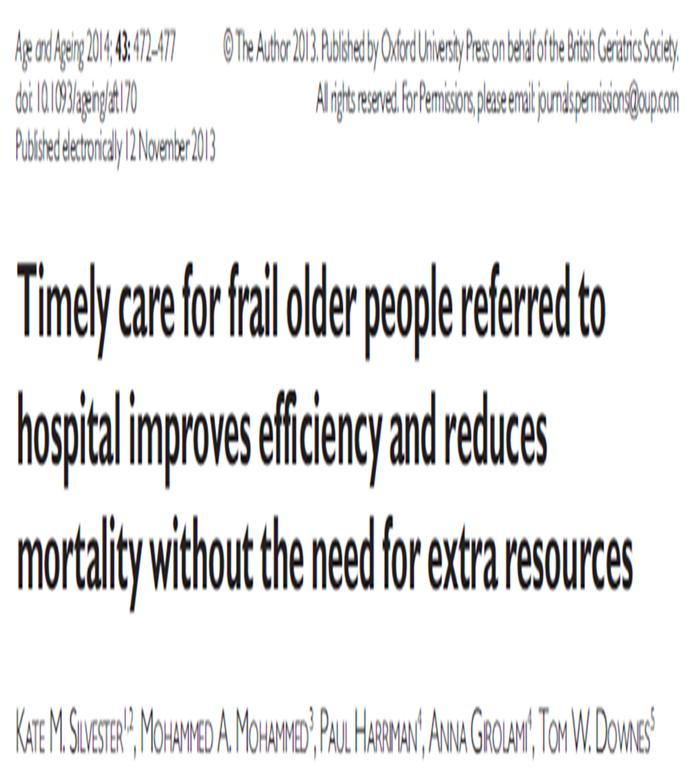 Older People and their experience in hospital Older people account for the majority of inpatients.