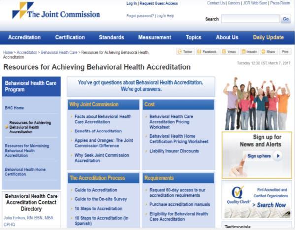 org/bhcs Online resources for accreditation activities Secure extranet site,